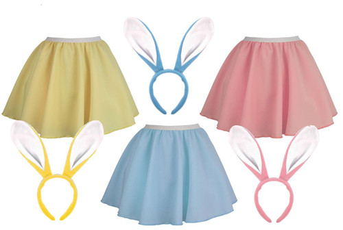 Childs Pastel Easter Bunny 15" Length Skirt & Rabbit Ears Fancy Dress Childs Pastel Easter Bunny 15" Length Skirt & Rabbit Ears Fancy Dress