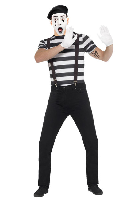 Adults Mime Silent Artist Theatrical Costume 1920's French Actor Fancy Dress