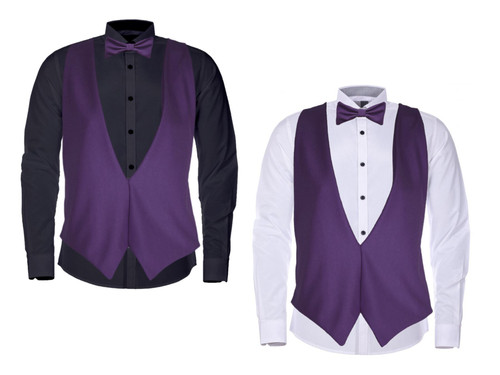 Adults Purple Backless Waistcoat & Elastic Bowtie Showman Fancy Dress Adults Purple Backless Waistcoat & Elastic Bowtie Showman Fancy Dress