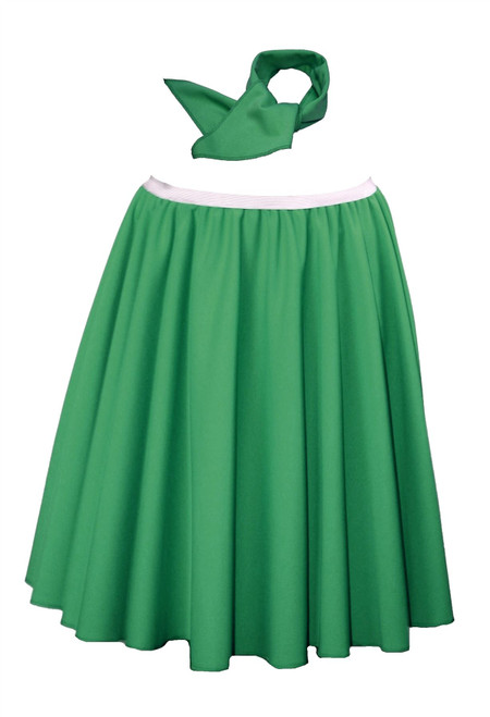 Adults 22" Length Green Rock N Roll Skirt & Neck Tie St Patricks Day  Ireland Irish Fancy Dress [2 Sizes] - Dragons Den Fancy Dress Limited