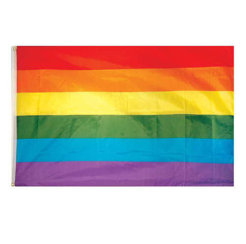 The Rainbow LGBTQ+ Gay Pride Flag (5ft x 3ft) Polyester Double Stitched Seam Metal Eyelets