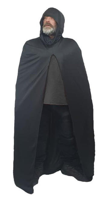 Adults 60" Length Black Hooded Ghoul Cape Cloak Halloween Fancy Dress