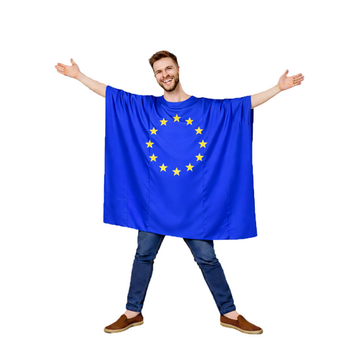 Adults EU European Flag of Europe Supporters Poncho Fancy Dress Costume