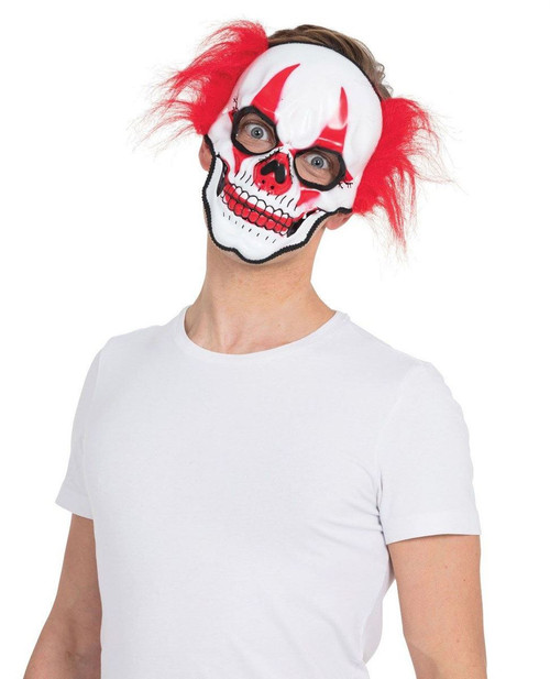 Adult Crazy Clown Skull Mask Halloween Circus Fancy Dress Costume Accessory