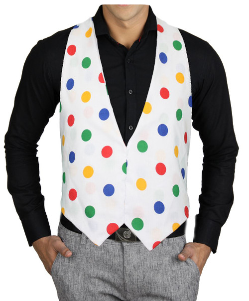 Childs Multicoloured Polka Dot Backless Waistcoat Fancy Dress Accessory [Age 8-12 Years]