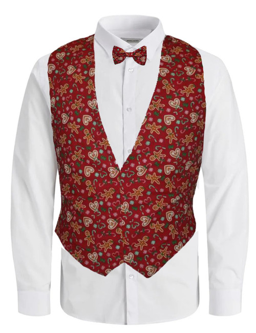 Childs Gingerbread Man Waistcoat & Bowtie World Book Day Fancy Dress [Age 8-12 Years]