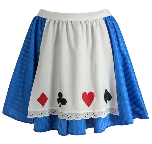 Childs Alice Skirt With Attached Apron Playing Card Suit Decal World Book Day Wonderland Fancy Dress Childs Alice Skirt With Attached Apron Playing Card Suit Decal World Book Day Wonderland Fancy Dress