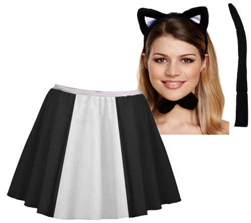 Womens Cartoon Cat Skirt Ears & Tail World Book Day Animal Fancy Dress Womens Cartoon Cat Skirt Ears & Tail World Book Day Animal Fancy Dress