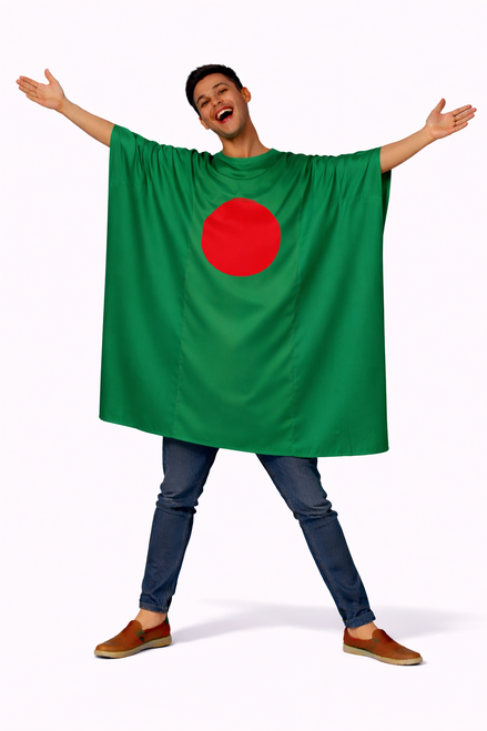 Adults National Flag of Bangladesh Supporters Poncho Fancy Dress Costume [One Size]