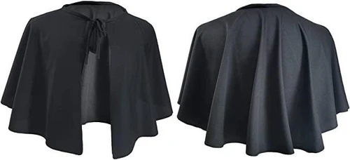 Adults Black Mantle Half Cape Cosplay Cloak Halloween Fancy Dress Costume Accessory