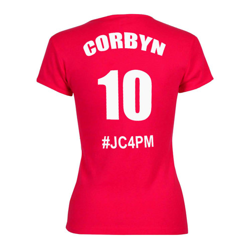 Ladies Red JC4PM T-Shirt Shirt Jeremy Corbyn Prime Minister Labour Tories Brexit