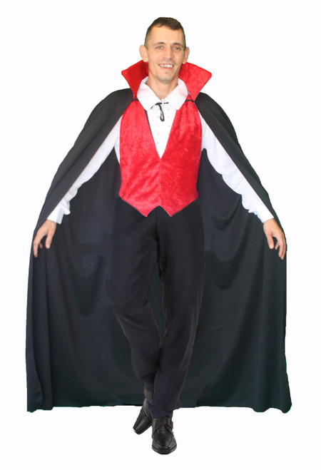 Adults Vampire 48" Length Cape & Waistcoat Dracula Vlad Halloween Fancy Dress Costume [2 Sizes]