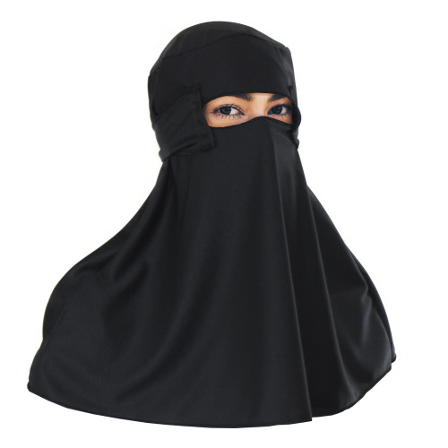Adults Black Burqa Hood Traditional Sharia Chadri Hijab Arab Arabian Fancy Dress Head Wear