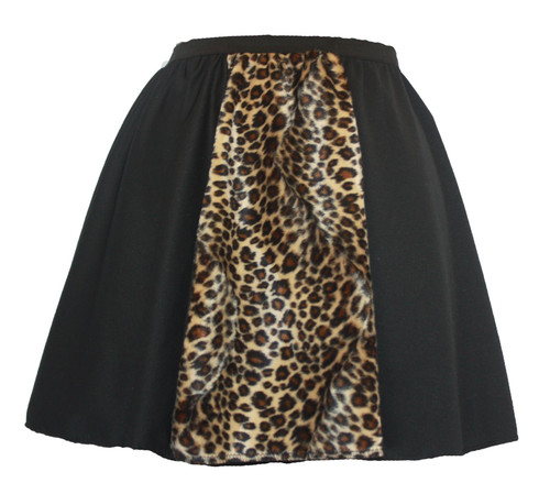 Childs 15" Length Leopard Print Panel Skirt Animal Fancy Dress [Age 8-12 Years]