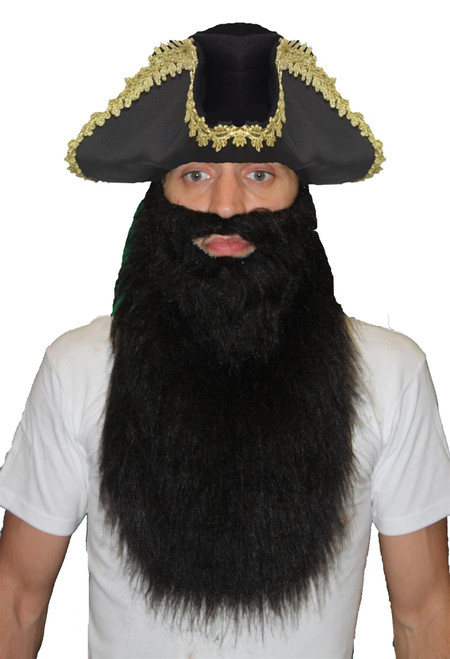 Adults Pirate Captain Hat & Beard 2 Piece Fancy Dress Costume Accessory