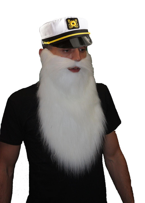 Adults Sailor Captain Peaked Hat & Beard Nautical Fancy Dress Costume Accessory