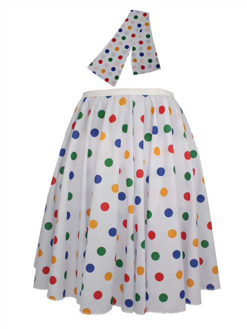 Adults Children in Need Pudsey Multicolored Polka Dot Spot Fancy Dress Rock & Roll Skirt & Neck Tie