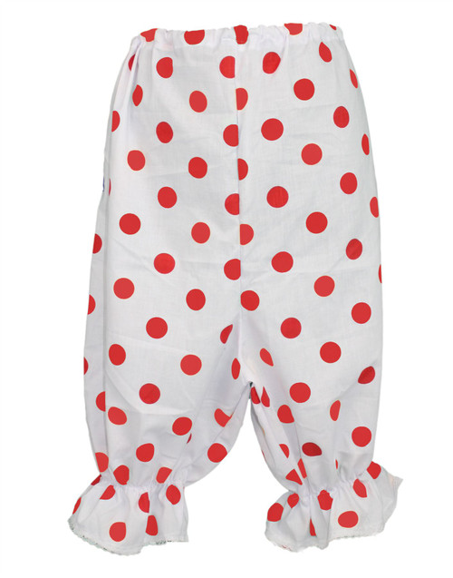 Adults White & Red Polka Dot Panto Dame Short Length Bloomers Pantomime Fancy Dress