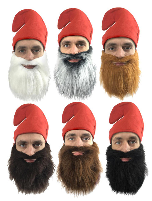 Adults Garden Gnome Dwarf Hat & Beard Fancy Dress Costume Accessory Adults Garden Gnome Dwarf Hat & Beard Fancy Dress Costume Accessory