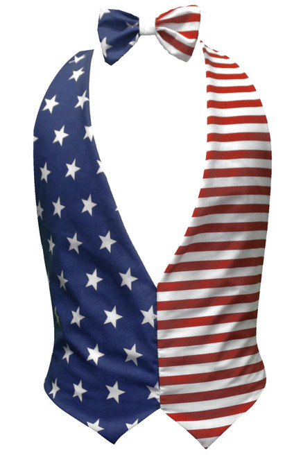Adults USA American Independence Day 4th of July Stars & Stripes Bow Tie & Backless Waistcoat Fancy Dress Adults USA American Independence Day 4th of July Stars & Stripes Bow Tie & Backless Waistcoat Fancy Dress