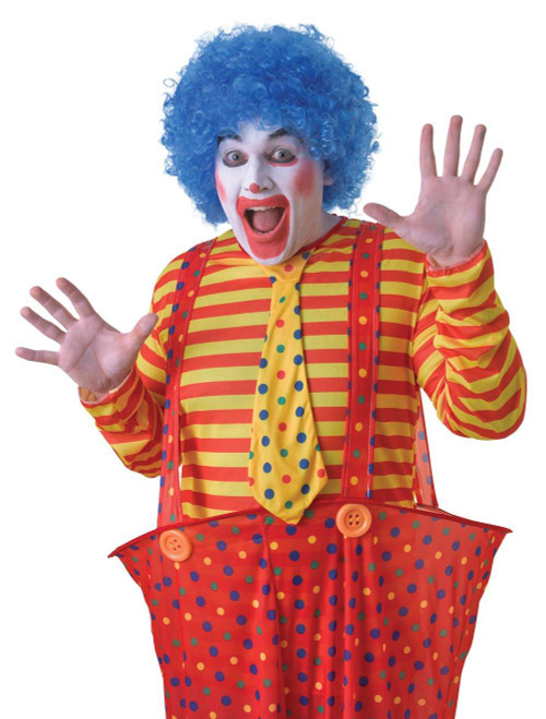 Adults Blue Afro Style Clown Wig Big Top Circus Fancy Dress Costume Accessory