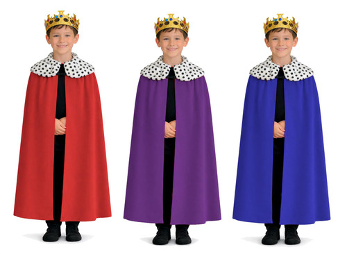 Childs Kings Queens & Robes Crown Royalty Nativity Wise Men Christmas Fancy Dress [Age 8-12 Years]