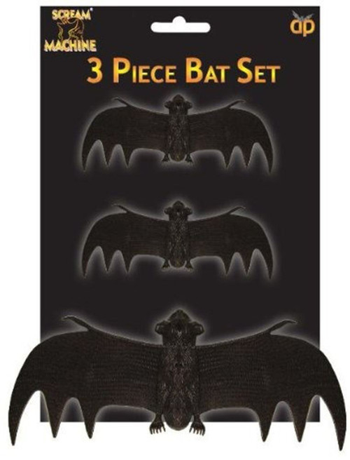 3 Pack Rubber Vampire Bats Halloween Party Prop Decoration