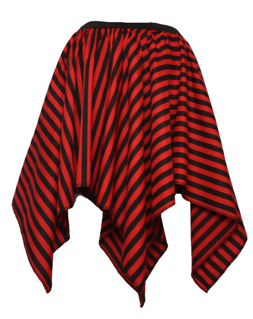 Childs Red & Black Striped Pirate Steampunk Handkerchief Skirt Fancy Dress [Age 8-12 Years]