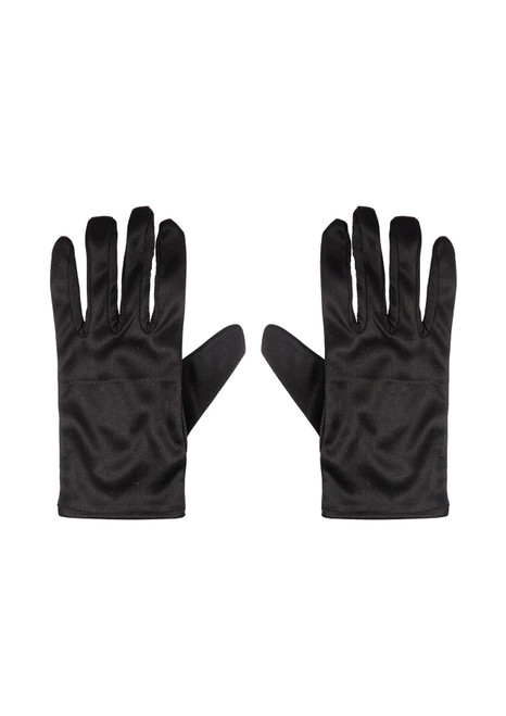 Adults Black Wrist Length Gloves Fancy Dress Costume Accessory Handwear