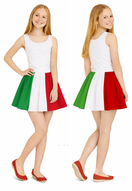 Childs 15" Length Flag of Italy Italian Panel Skirt World Nations Fancy Dress [Age 8-12 Years]