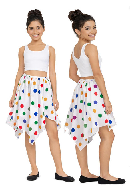 Childs Multicoloured Polka Dot Square Skirt Handkerchief Skirt Fancy Dress