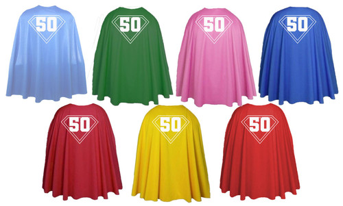 Adults 50th Landmark Birthday Celebration 35" Length Superhero Cape Fancy Dress Adults 50th Landmark Birthday Celebration 35" Length Superhero Cape Fancy Dress