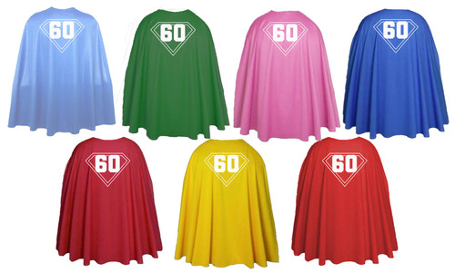 Adults 60th Landmark Birthday Celebration 35" Length Superhero Cape Fancy Dress Adults 60th Landmark Birthday Celebration 35" Length Superhero Cape Fancy Dress