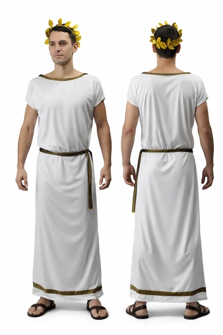 Adults Roman Grecian Greek Toga Tabard Robes & Laurel Historical Fancy Dress Costume