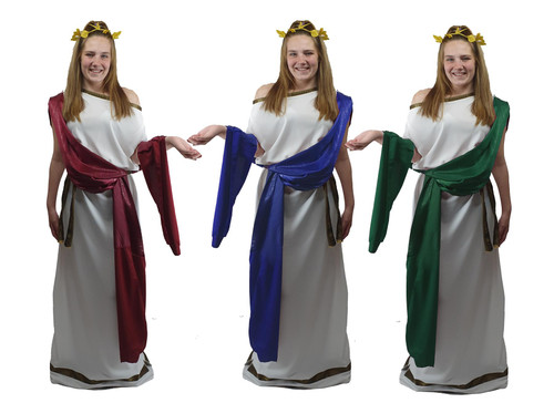 Womens Greek Goddess Roman Senator Grecian Mythology Toga Robes Historical Fancy Dress Costume