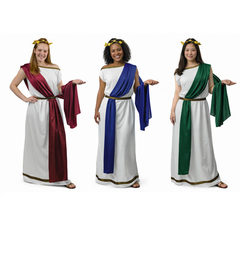Womens Greek Goddess Roman Senator Grecian Mythology Toga Robes Historical Fancy Dress Costume