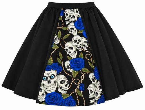 Childs Mexican Day of the Dead Skulls & Roses Panel Skirt Halloween Fancy Dress