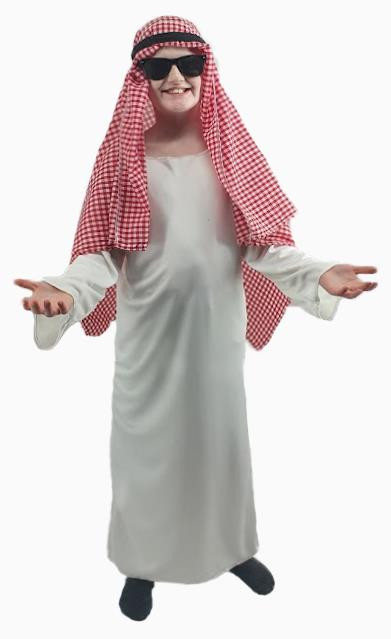 Childs Age 8-12 Years Saudi Arabian Prince Sheikh Fancy Dress Costume