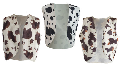 Adults Wild West Western Cowboy Cowgirl Cow Print Waistcoat Fancy Dress