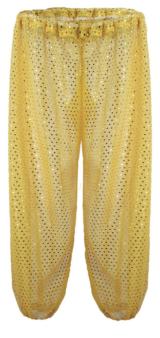 Adults Arabian Princess Belly Dancer Gold Sequin Harem Pants [UK Size 8-12]
