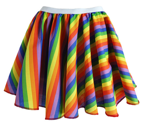 Adults 15" (38cm) Length Multicoloured Striped Skirt LGBTQ+ Gay Pride March Fancy Dress