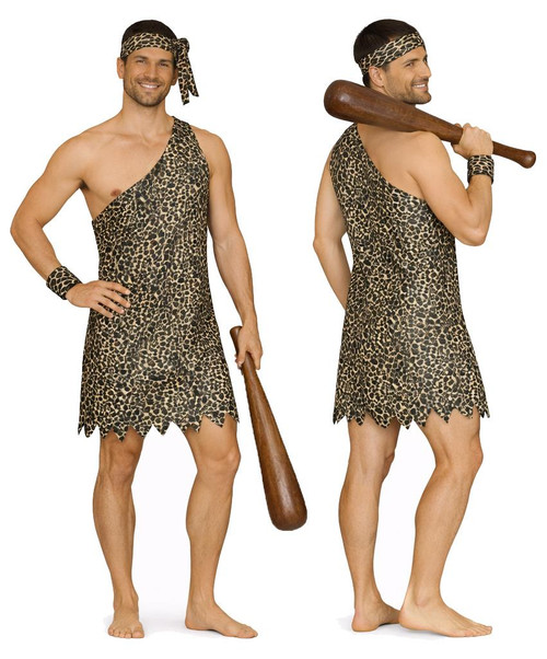 Adults Caveman Stone Age Neanderthal Prehistoric Fancy Dress Costume [3 Sizes]