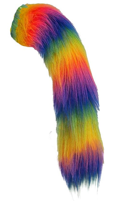 Adults 20" or 30" Multicolored Rainbow Faux Fur Unicorn Tail Fantasy Fancy Dress [2 Sizes]