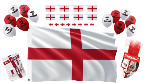 Flag of England St George Cross Football Rugby St Georges Day Supporters 5 Decoration Piece Kit