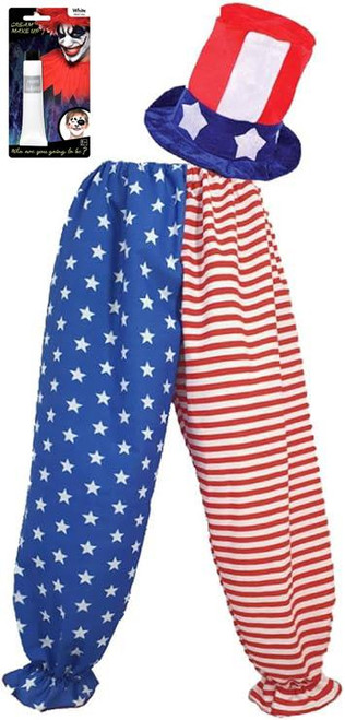 Adults Captain Spaulding Clown Pants USA Hat & Facepaints Circus Horror Movie Halloween Fancy Dress [2 Sizes]