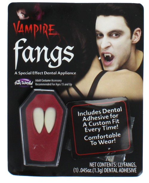 Halloween Vampire Fang Caps Teeth & Adhesive Fancy Dress Accessory