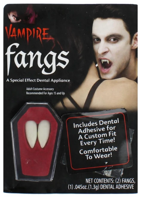 Halloween Vampire Fangs Dracula Teeth & Adhesive Fancy Dress Costume Accessory