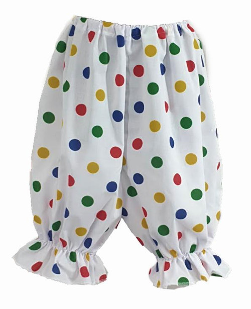 Adults Multicoloured Polka Dot Pantomime Dame Short Bloomers Fancy Dress Pants