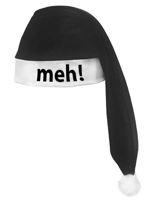 Adults Scrooge Santa Black & White Hat Meh! Alternative Christmas Grumpy Fancy Dress