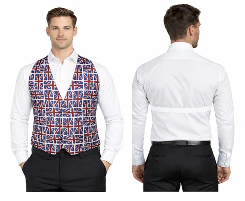 Adults Union Jack Flag Backless Waistcoat United Kingdom UK Great Britain GB Supporters Fancy Dress